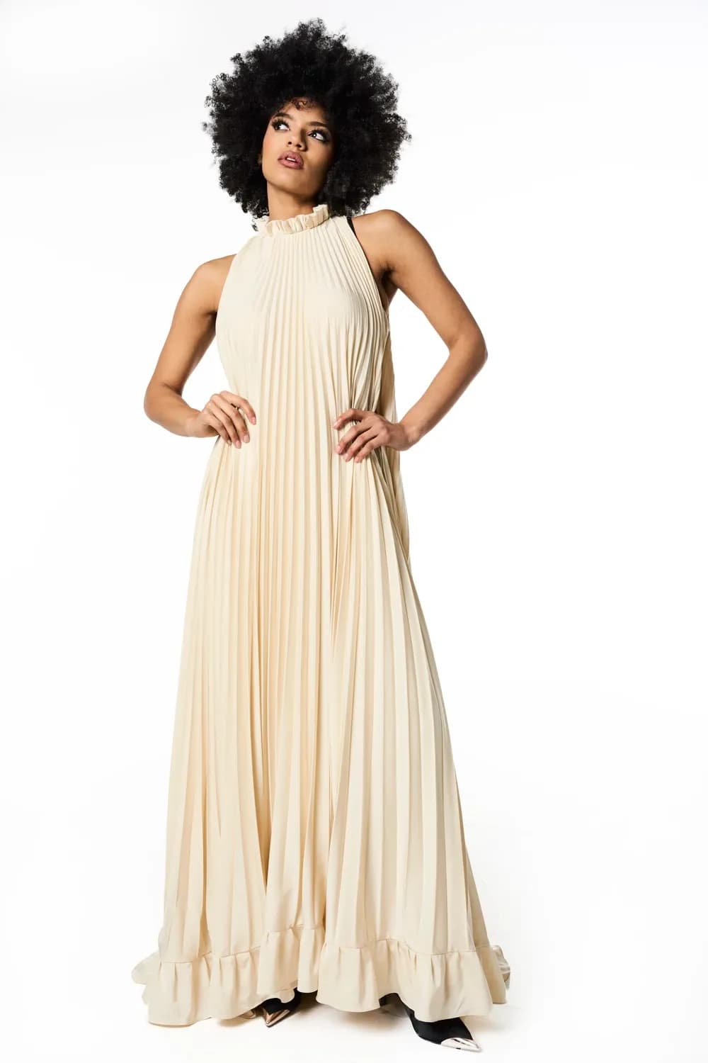 Isabelle Pleated Goddess Gown - View 3