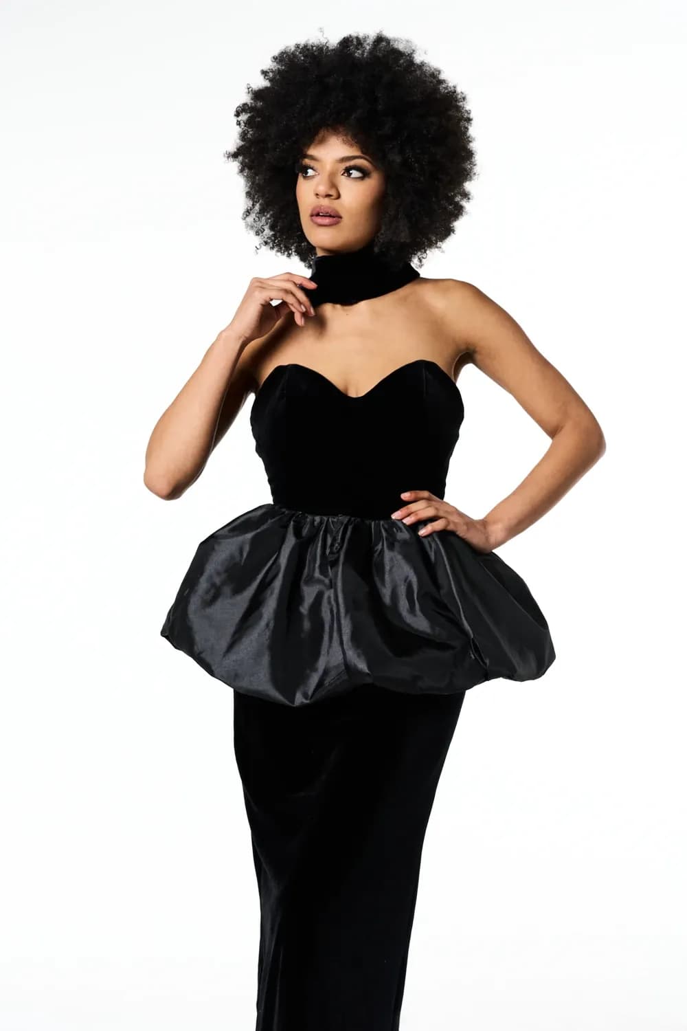 Gabrielle Velvet Peplum Gown - View 4