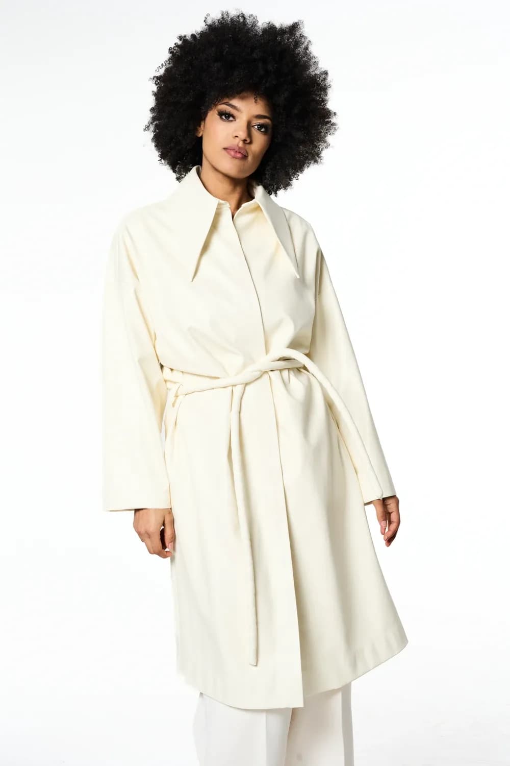 Alabaster Exaggerated Collar Coat