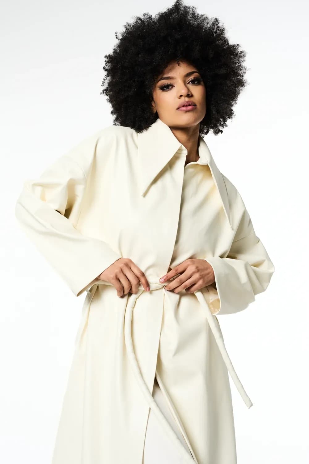 Alabaster Exaggerated Collar Coat